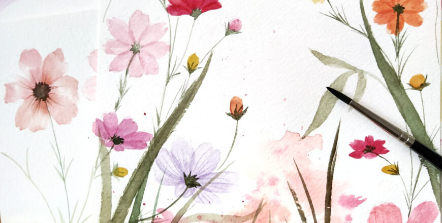 campo de flores - escuela online - acuarelas - carla bonfigli