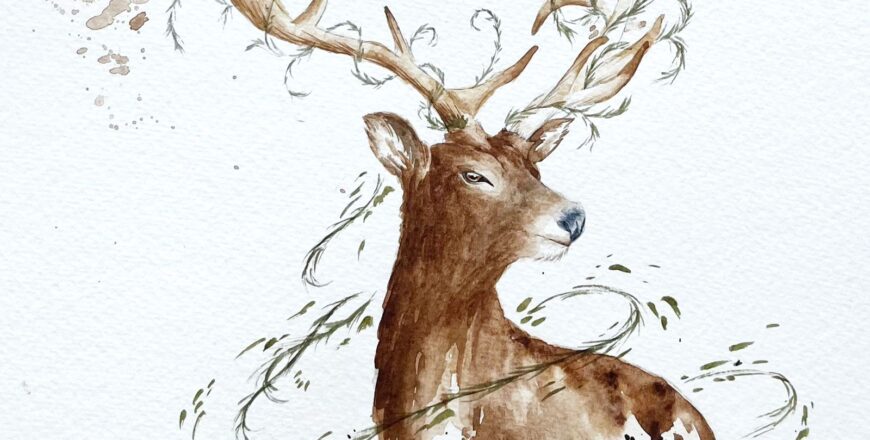 masterclass venado acuarela - escuela online - arte botanico - carla bonfigli