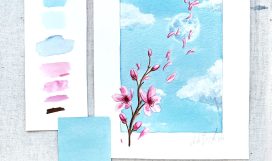 curso acuarelas cerezos y luna - carla bonfigli - escuela online arte botanico